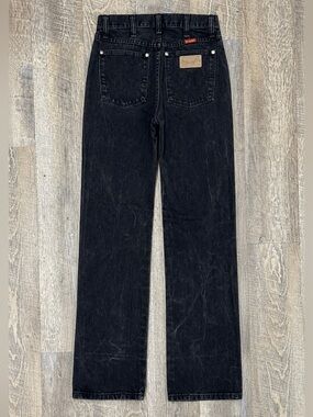 Vintage 90s Wrangler High Waist Western Cowgirl Black Denim Jeans Size 7 - 34"